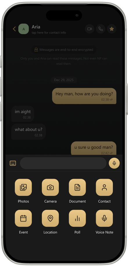 Encrypted chat with rich attachments
